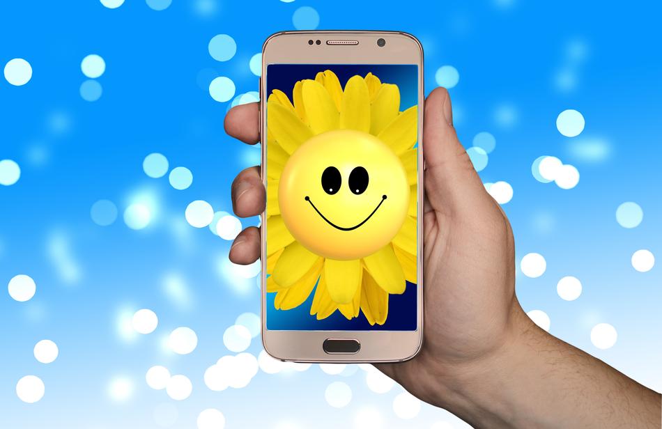 Smartphone Sunflower Smilie hand