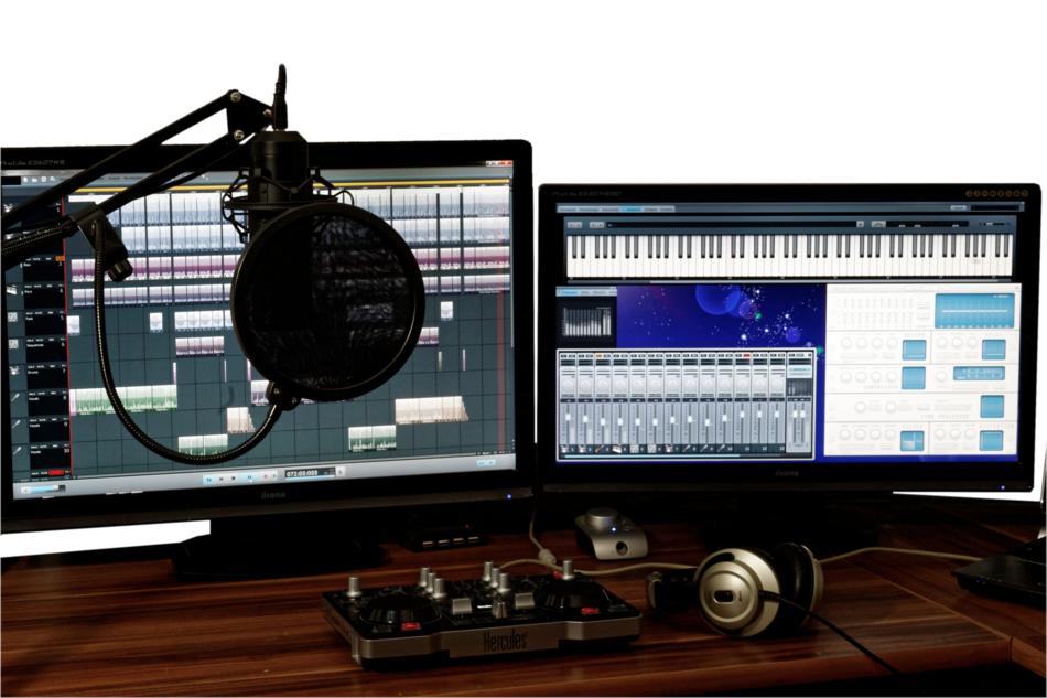 Screens in the music studio