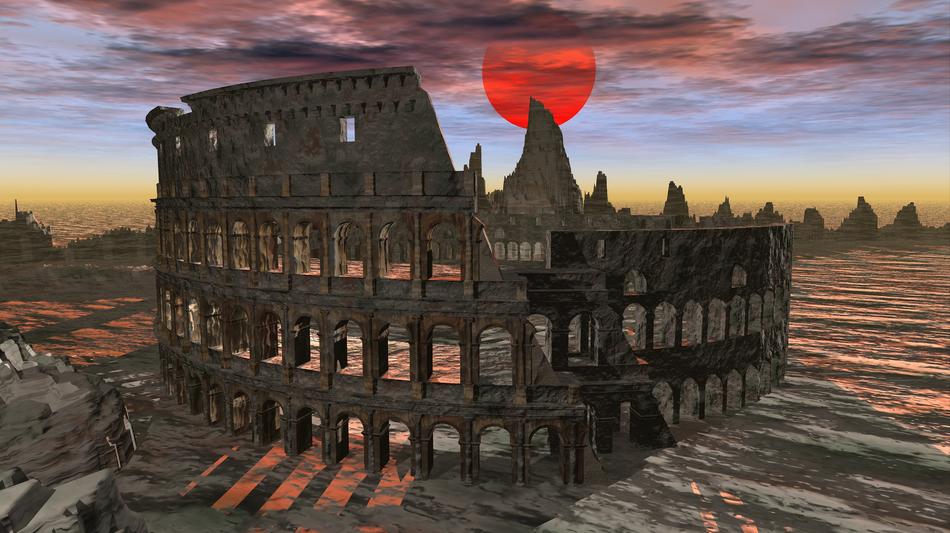Colosseum Archeology Architecture red sun