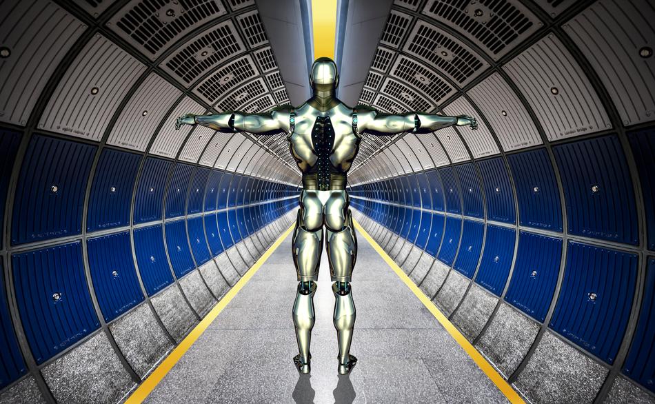 cyborg in tunnel