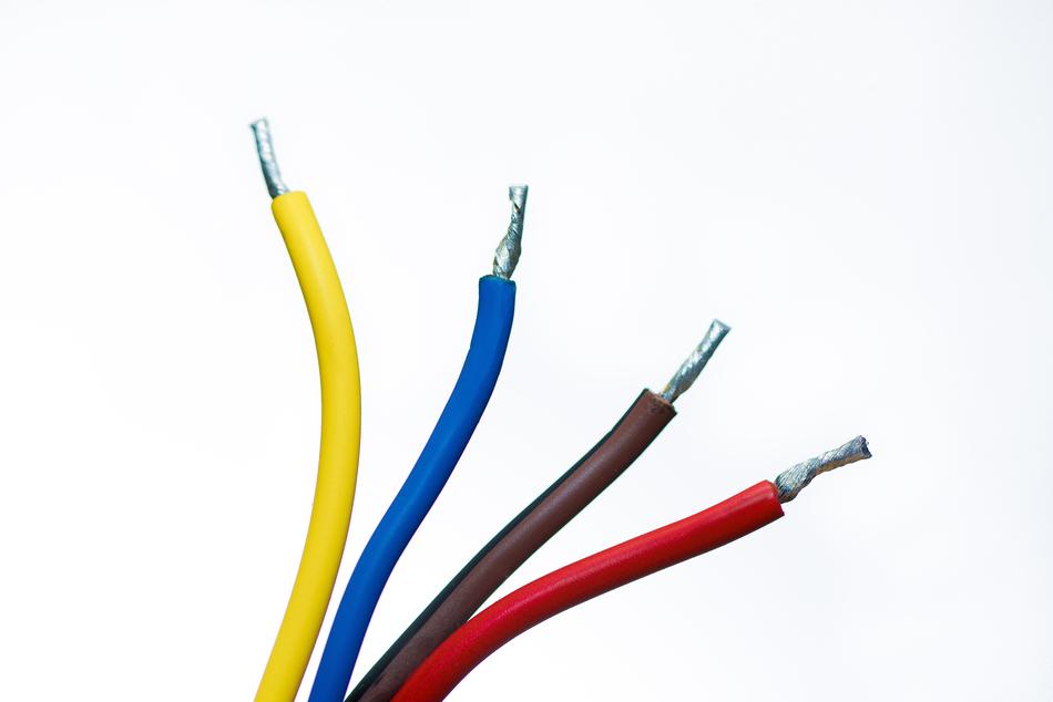 Ends of the colorful cables, at white background, clipart