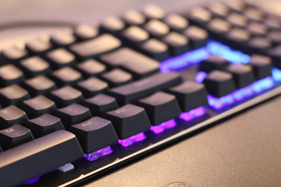 Beautiful, black keyboard with the colorful led lighting
