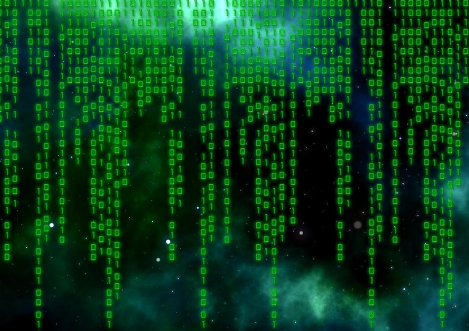 Green matrix pattern, at green and black, gradient background
