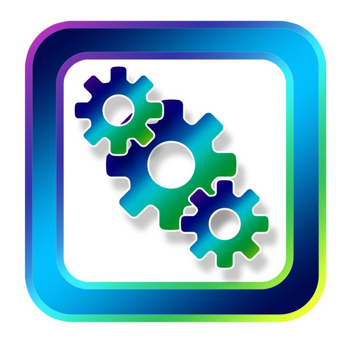 Colorful, shin icons with the gears, in light, clipart