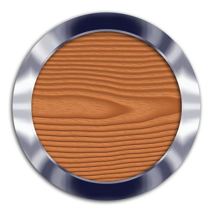 Beautiful, wooden icon in the glossy, metal frame at white background, on clipart