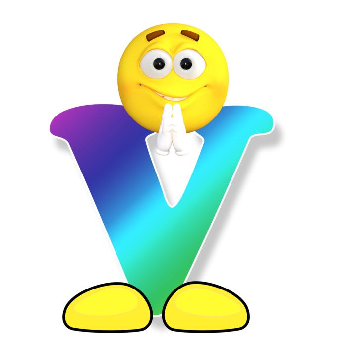 letter v as a funny smile