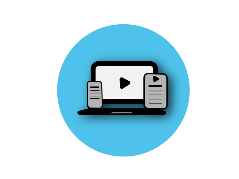 multimidea interactive technology on the blue pictogram