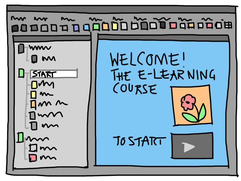 Colorful drawing of the presentation, with the red flower, clipart