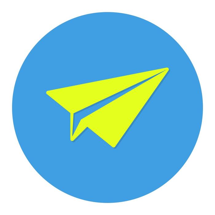 Lime and blue logo of Telegram, on clipart