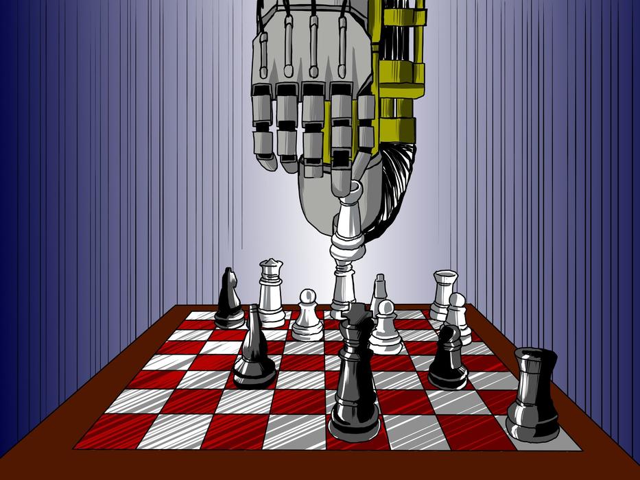 Drawing of the chess, played by the artificial intelligence, on clipart
