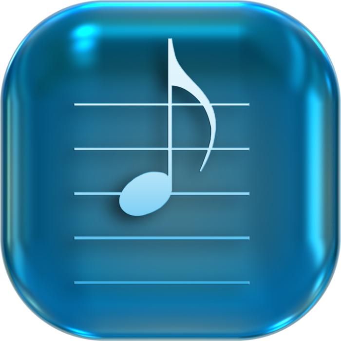 blue button with a picture of a note