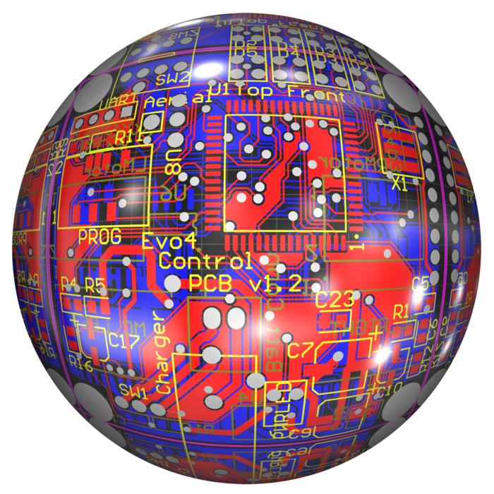 ball with microprocessor pattern on white background