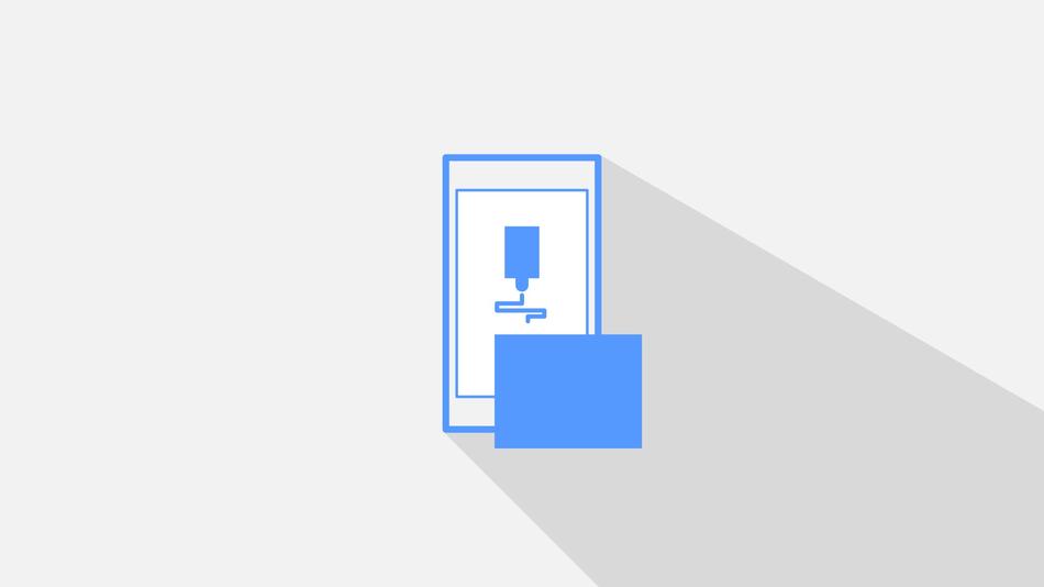 blue and white 3d printer sign on the smartphone, clipart
