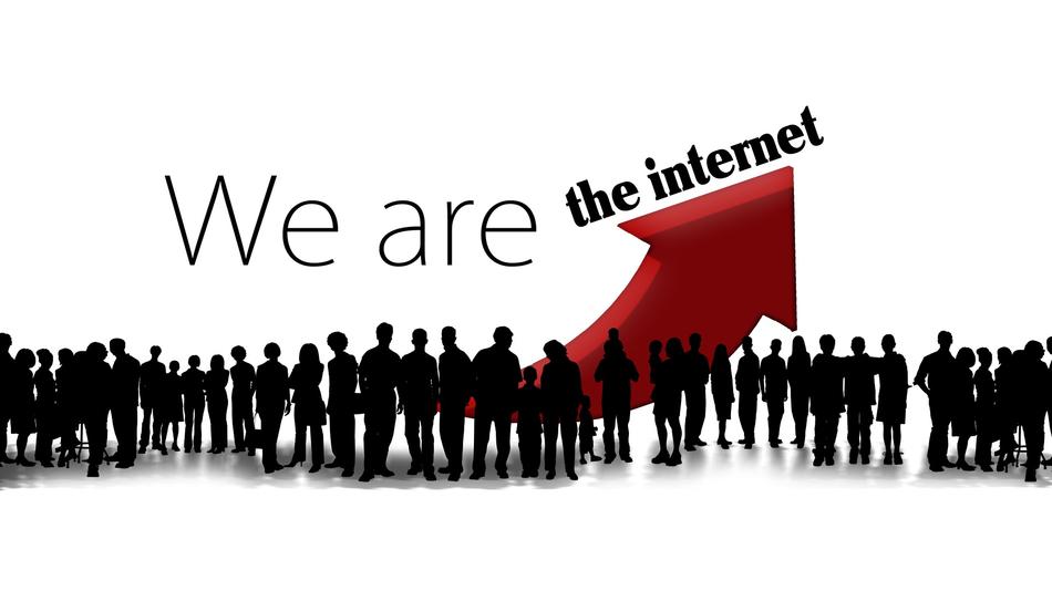 red arrow and symbol of the internet user community