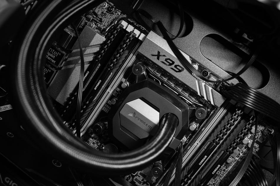 Close-up of the black X99 for computers