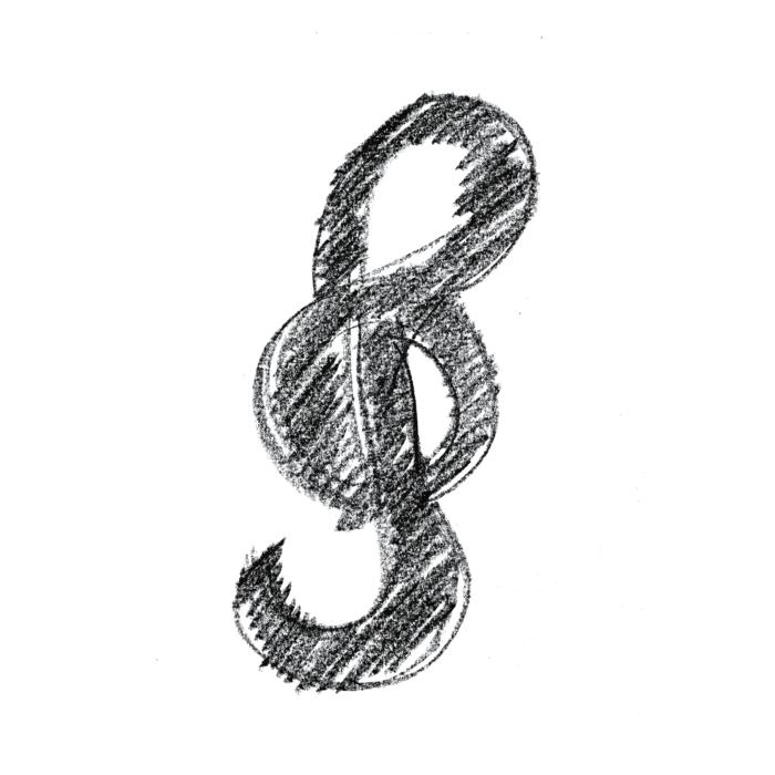 pencil drawing of treble clef