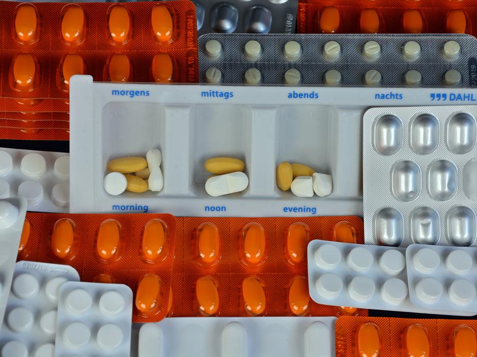 variety of medicines in different blisters