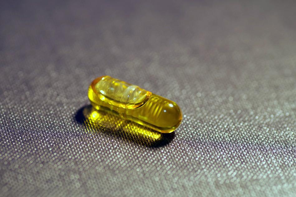 fish oil capsule on the table