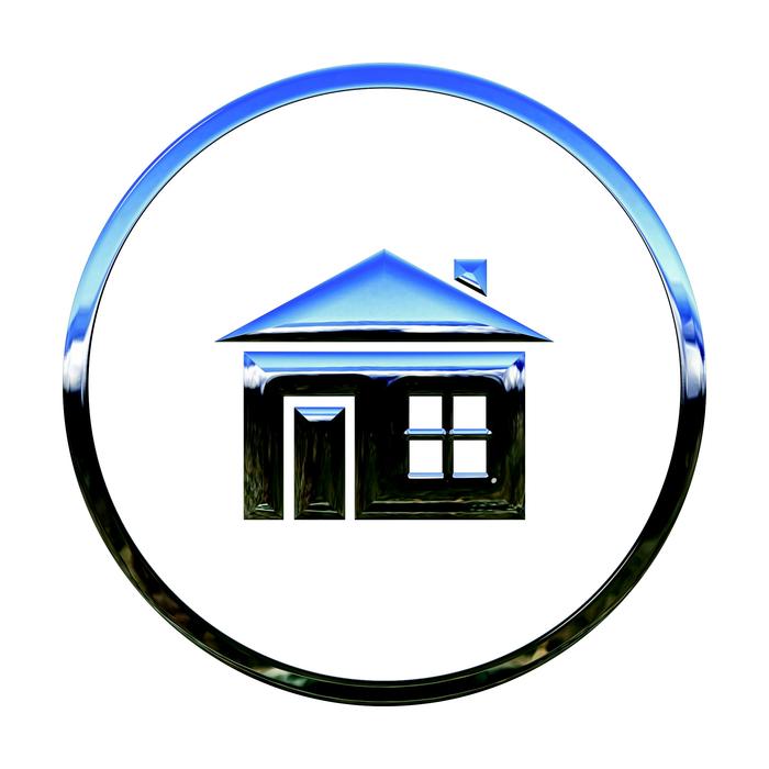 house symbol in a circle on a white background
