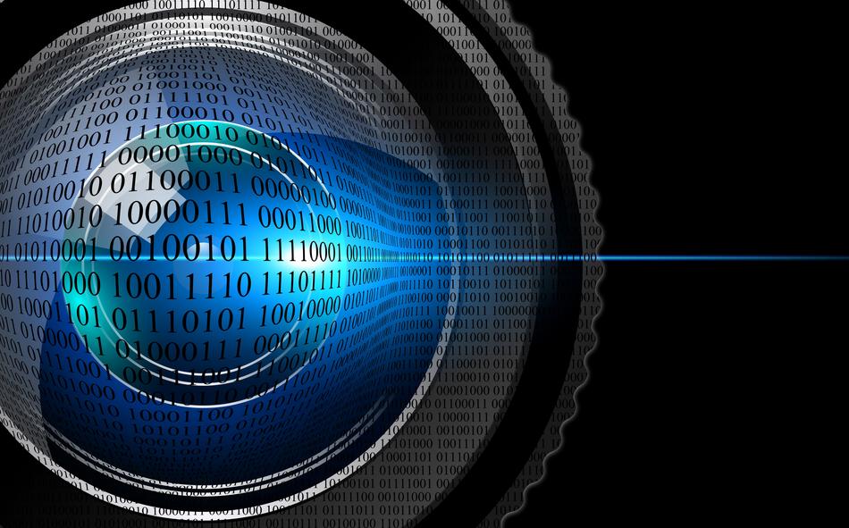 lens over binary code, background