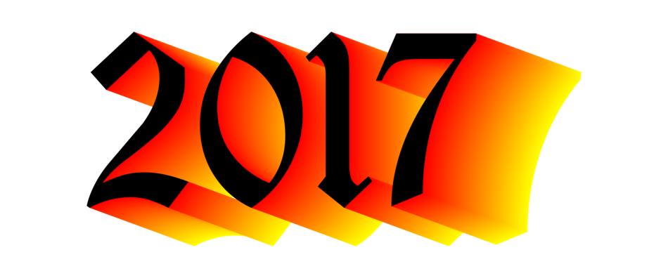 fiery figures 2017 on white background