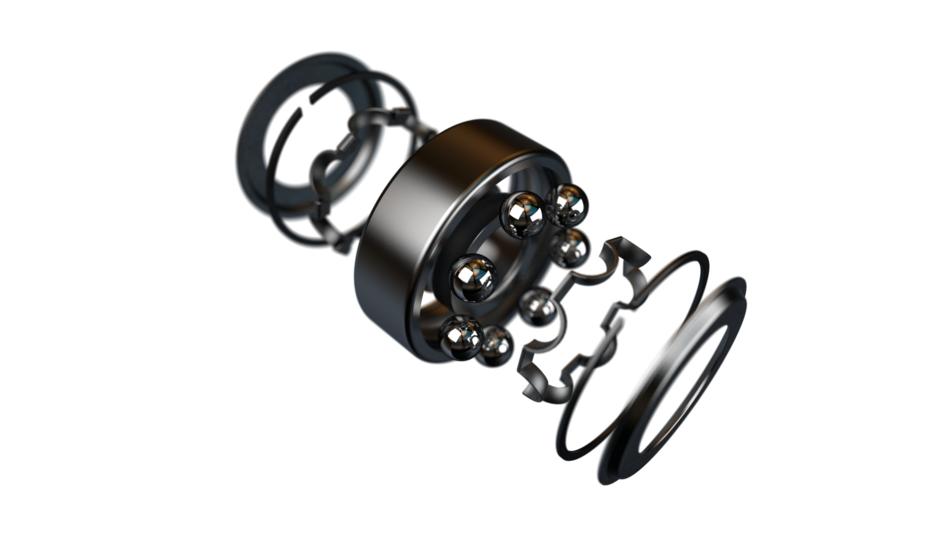 ball bearings on white background