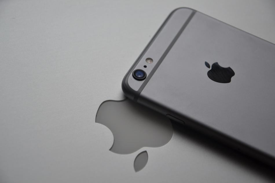 iPhone 6 on gray background