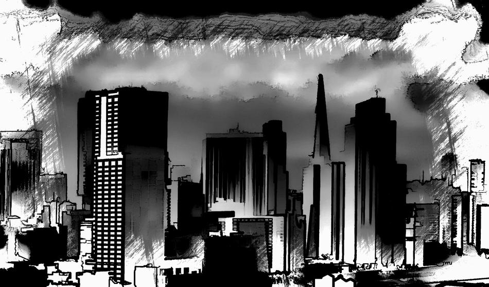chicago on monochrome illustration