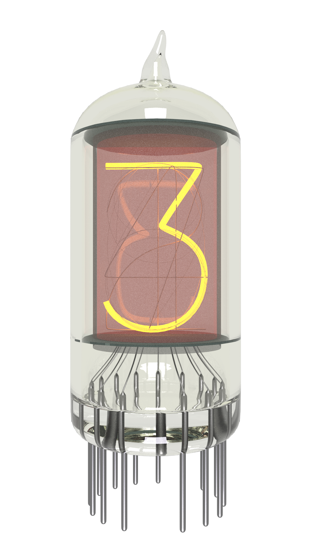 Nixie tube with digit three free image download