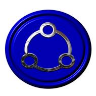 web icon, blue button with connected circles