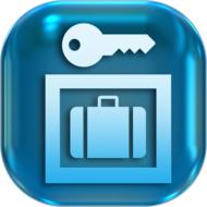 luggage icons on blue button