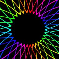 Colorful, gradient pattern with the circle, at black background, clipart