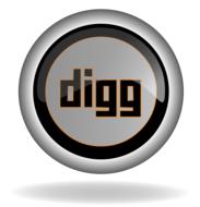 Colorful, round icon with the logo of "digg" with the shadow at white background, clipart