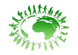 green earth globe human silhouettes