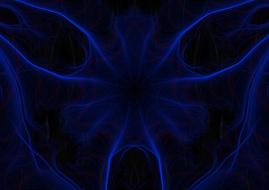 laser light, blue fractal at darkness