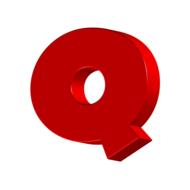 3d, red "Q" letter sign, at white background, clipart