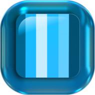 Shiny, blue icon with stripes of the different shades, at white background, clipart