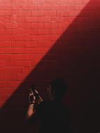 Red Wall at Sunlight