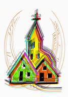 logo, colored church