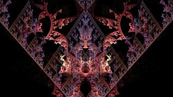 Colorful, fractal pattern with lights and shapes, at black background, clipart