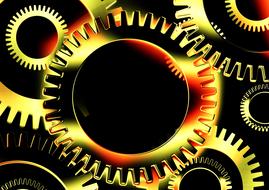 Colorful, shiny gears, at black background, clipart