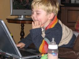 Child Boy and computer