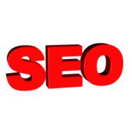 3d, red "SEO" sign, at white background, clipart