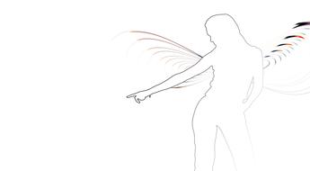 Silhouette of the girl with wings, at white background, clipart