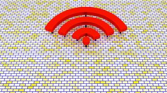 3d, red "WiFi" sign, at colorful texture with the pattern, clipart