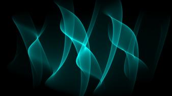 Turquoise patterns with light, at black background, clipart