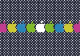 Colorful "Apple" logos, at background with the texture, clipart