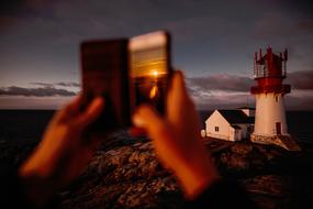 photo of the lighthouse at dusk from the phone