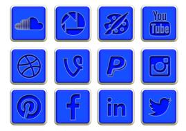 social media symbols on blue squares