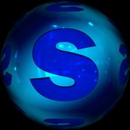 letter s on a blue ball